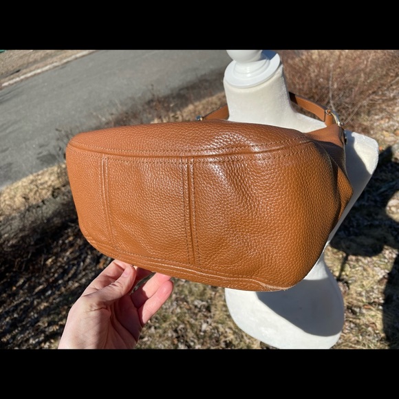 Michael Kors Cognac Pebbled Leather Zippered Shoulder Bag - Picture 7 of 10